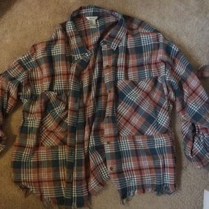 Forever 21 distressed flannel